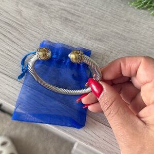 Silver and Gold Twisted Bangle Bracelet